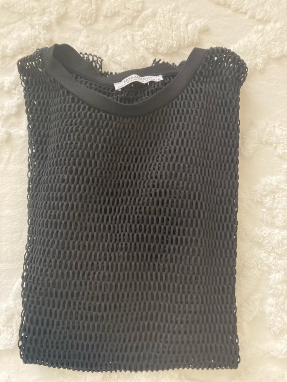 Zara Black Open-Knit Sleeveless Tank